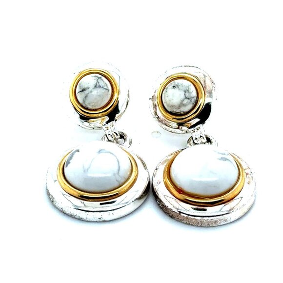 Marble Looking Stones Drop Earrings - Picture 4 of 5